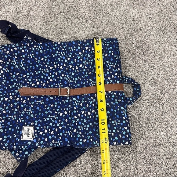 Herschel Supply Company Blue Brown Floral Canvas Flap Magnetic Closure Backpack main image 6